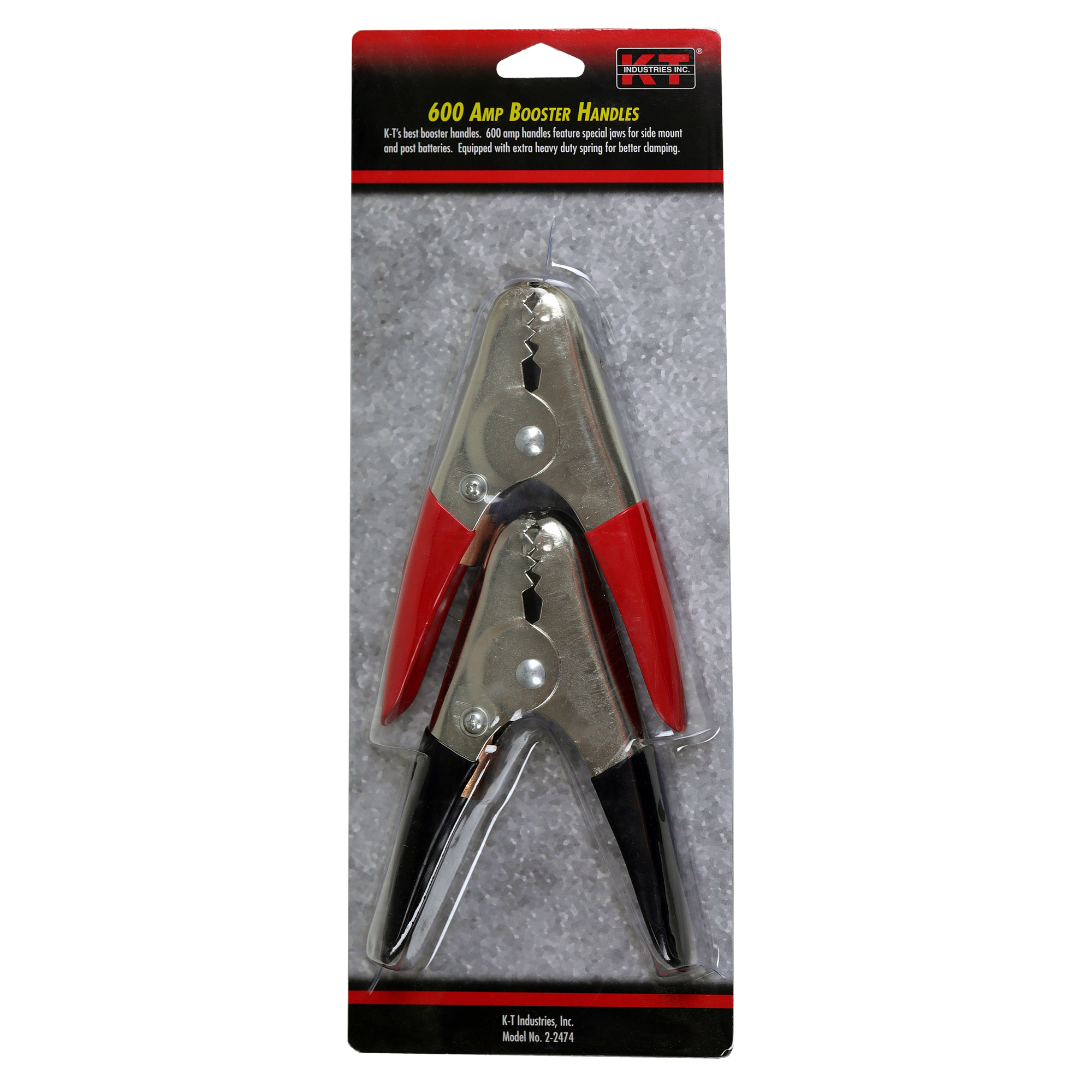 K-T Industries Battery Charger Clamps — 600 Amps, Red and Black, Model# 2-2474